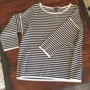 Blue and white striped Eileen Fisher top